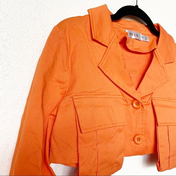 Meek Orange Chest Pocket Cropped Jacket Size Small - Picture 3 of 8
